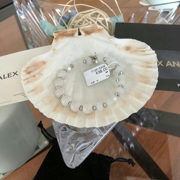 Alex and Ani White Crystal and Wood Bangle - Picture 5 of 5